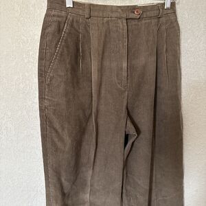 Corduroy Vintage Mom Trousers Pants Light Brown Pleated Pockets Women’s Size 12
